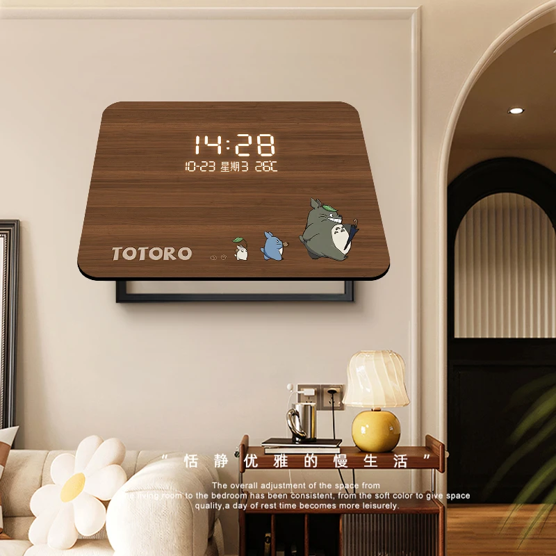 原木风龙猫电表箱装饰画电子时钟配电箱遮挡画外壳盖子餐厅万年历