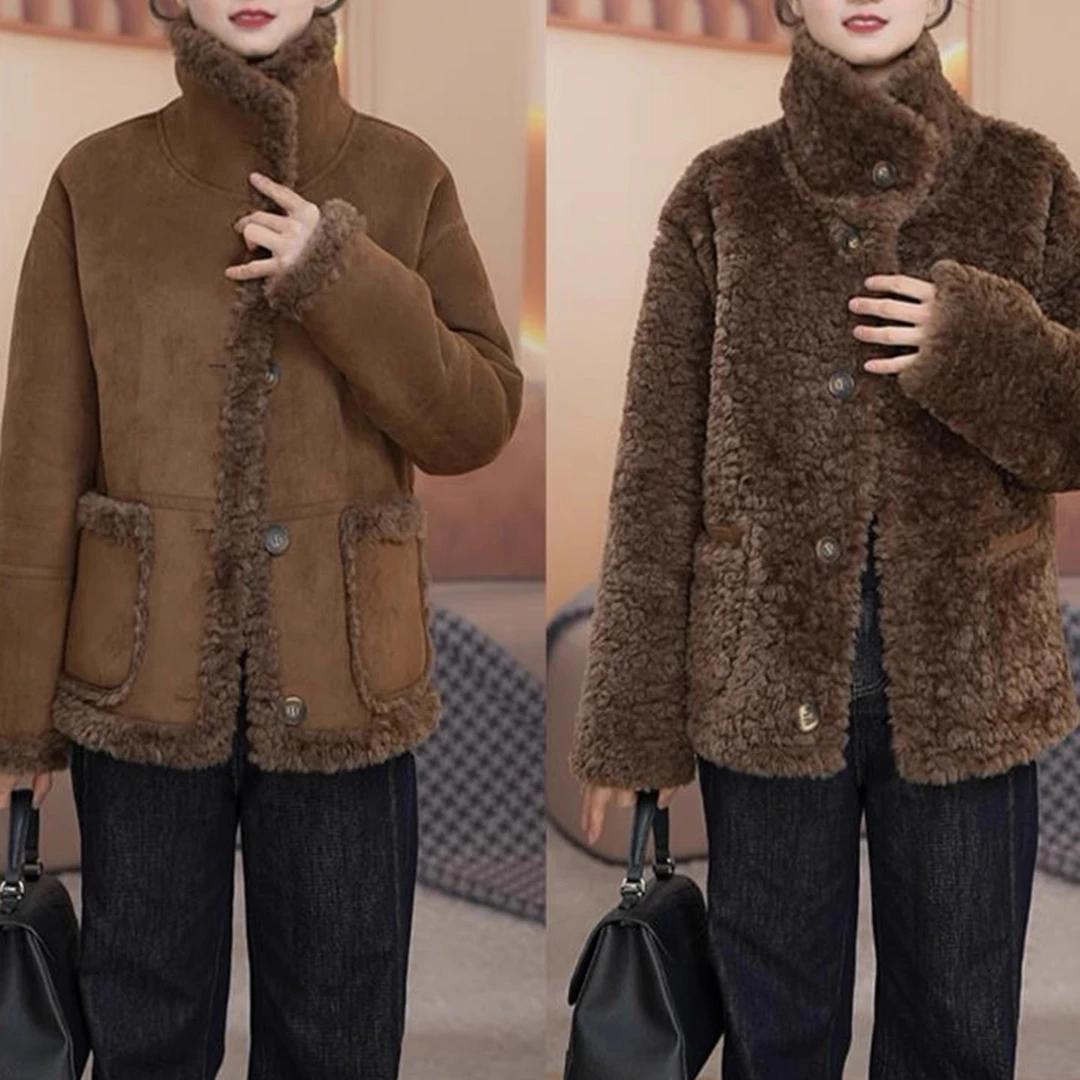 两面双穿皮毛一体女外套秋冬新款上衣时尚保暖外套女秋冬款大衣女