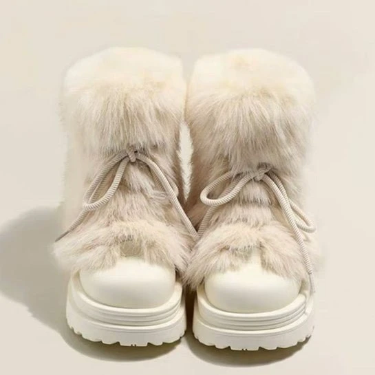 2025仙女风小个子厚底新款冬加绒加厚短筒气质百搭阔腿裤爆款女款