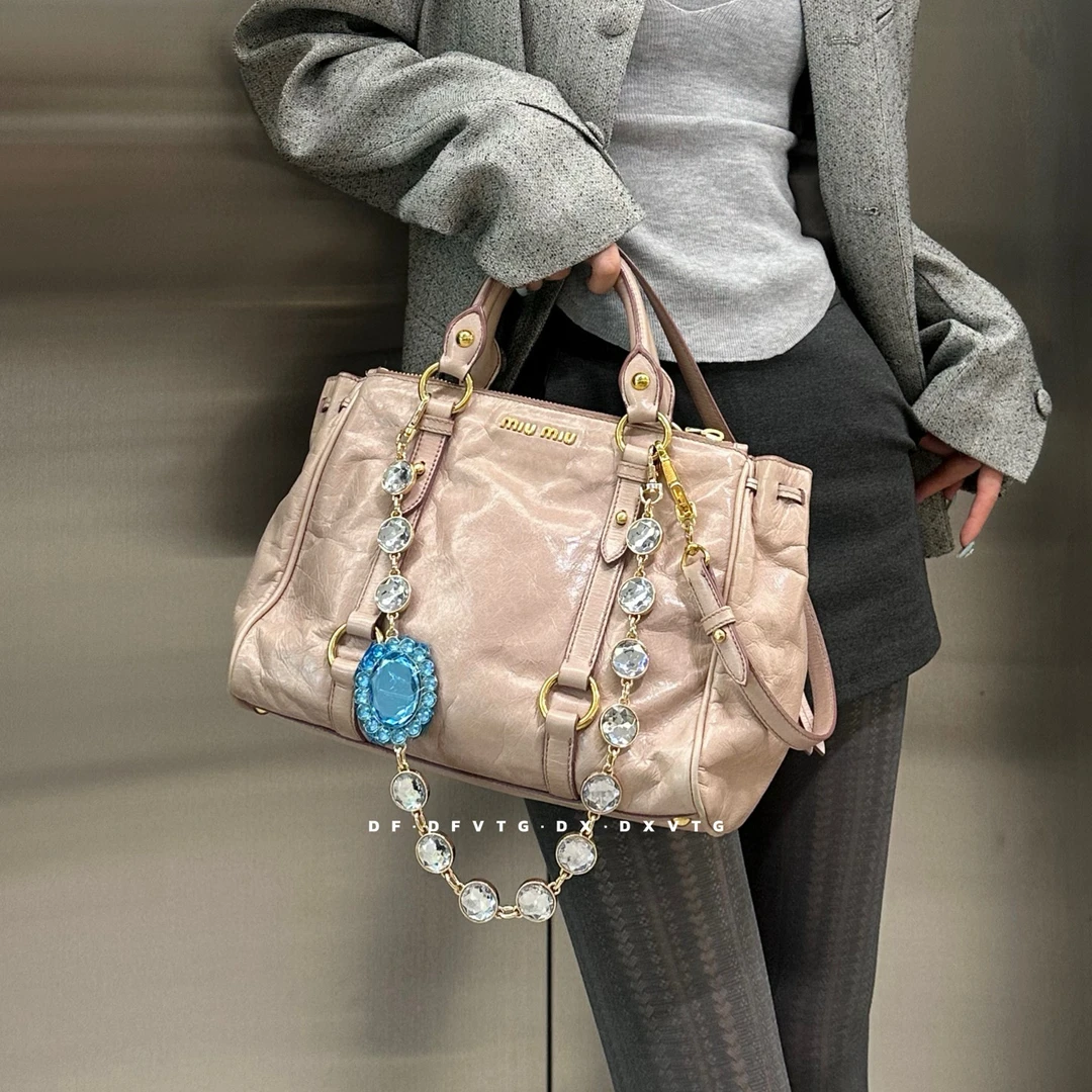 95新 MIU MIU/缪缪 miumiu 奶茶色机车斜挎包