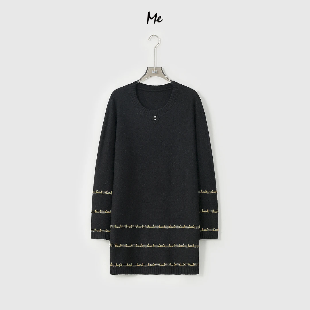 ME【5号黑金毛衣连衣裙】奢牌感阿拉善绵羊毛显瘦时尚毛衣MESA2945