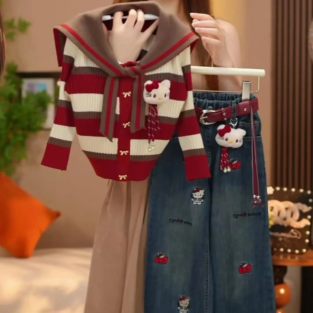 YMB英式【断码】女童秋装套装2025新款洋气中大童针织毛衣儿童韩