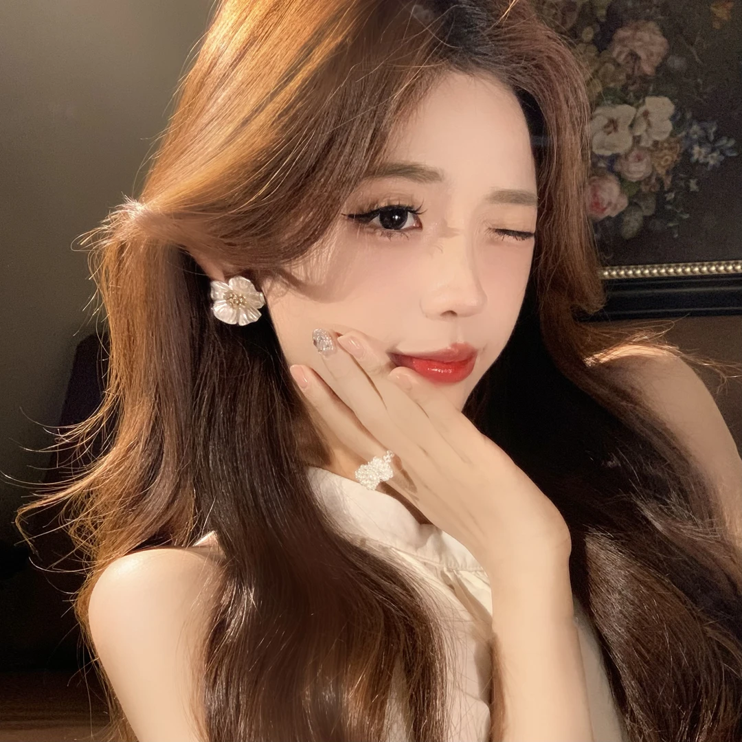 FULL GIRLISH耳环01134花朵滴油气质百搭耳钉耳饰少女