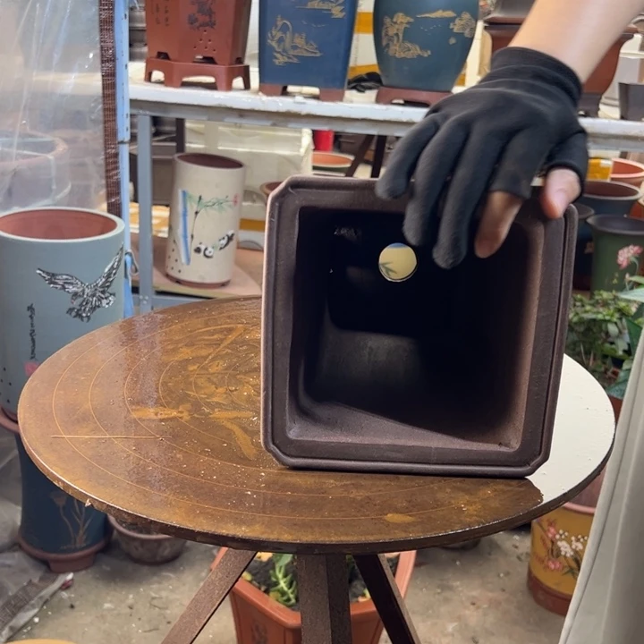 宜兴紫砂花盆19绿四方
