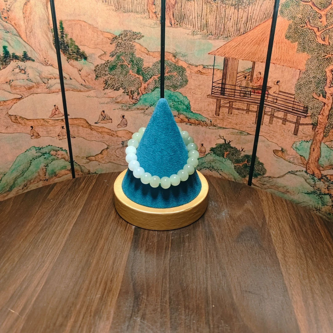 N和田玉渐变算盘珠手串0570