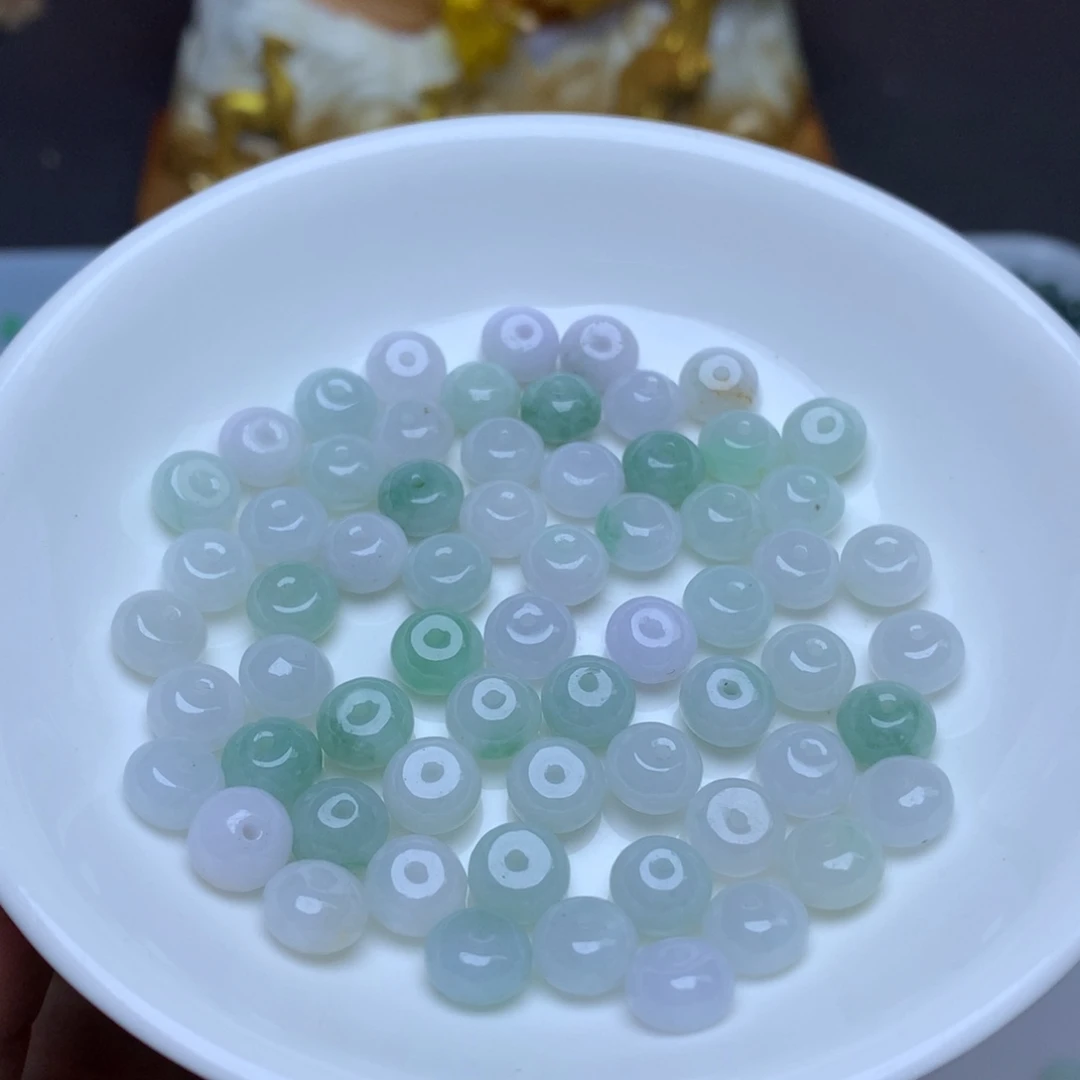 【闪购商品】翡翠手链未镶嵌卡5.1乘7.8冰鼓珠35个