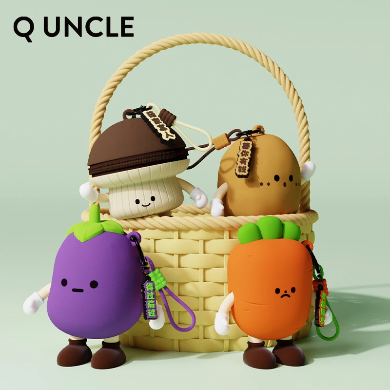 Q版大叔新款环保硅胶立体蔬菜系列迷你收纳包 趣味手机链零钱包