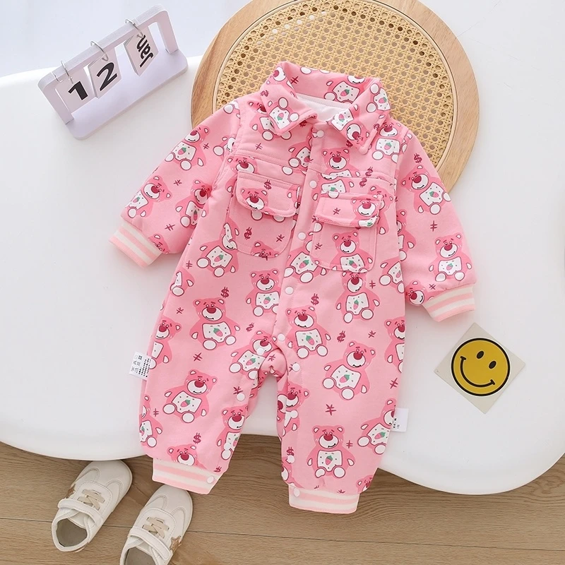 新生婴儿秋季双层外出服连体衣可爱男女宝宝爬服新品