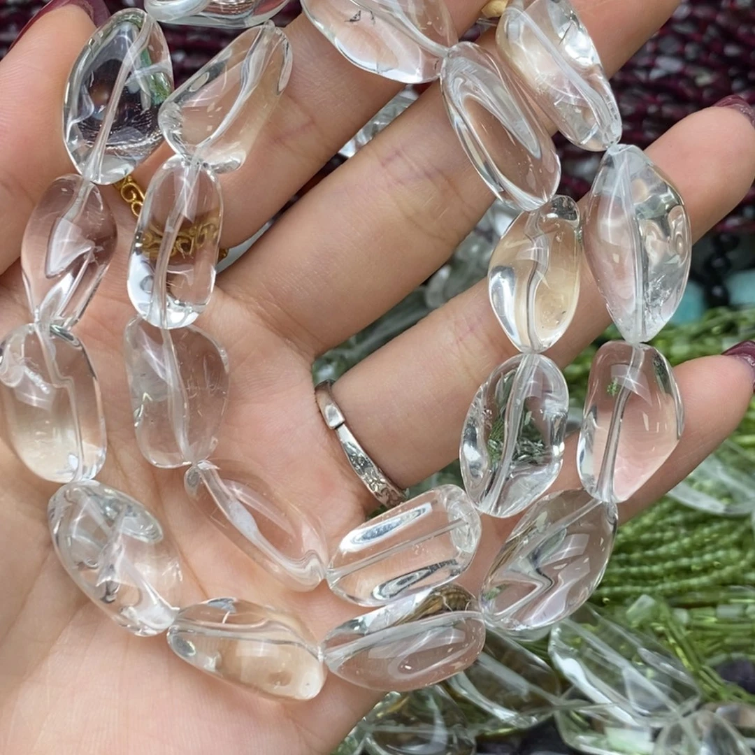 玛瑙/玉髓未镶嵌珠宝半成品白水晶随型12-13mm