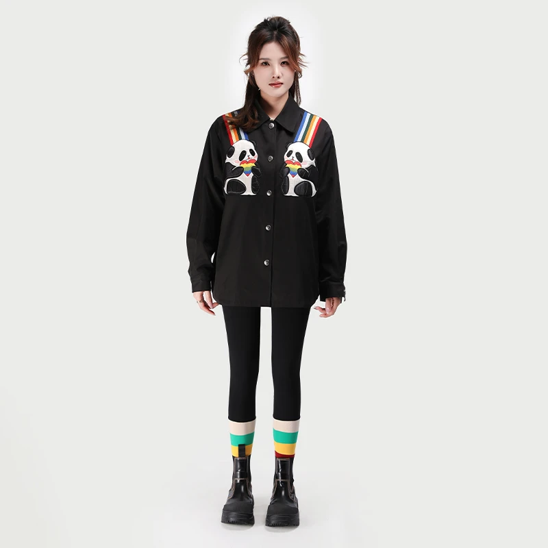 JY4WTC13679绣花彩虹熊猫百搭春季新款时尚夹克外套女