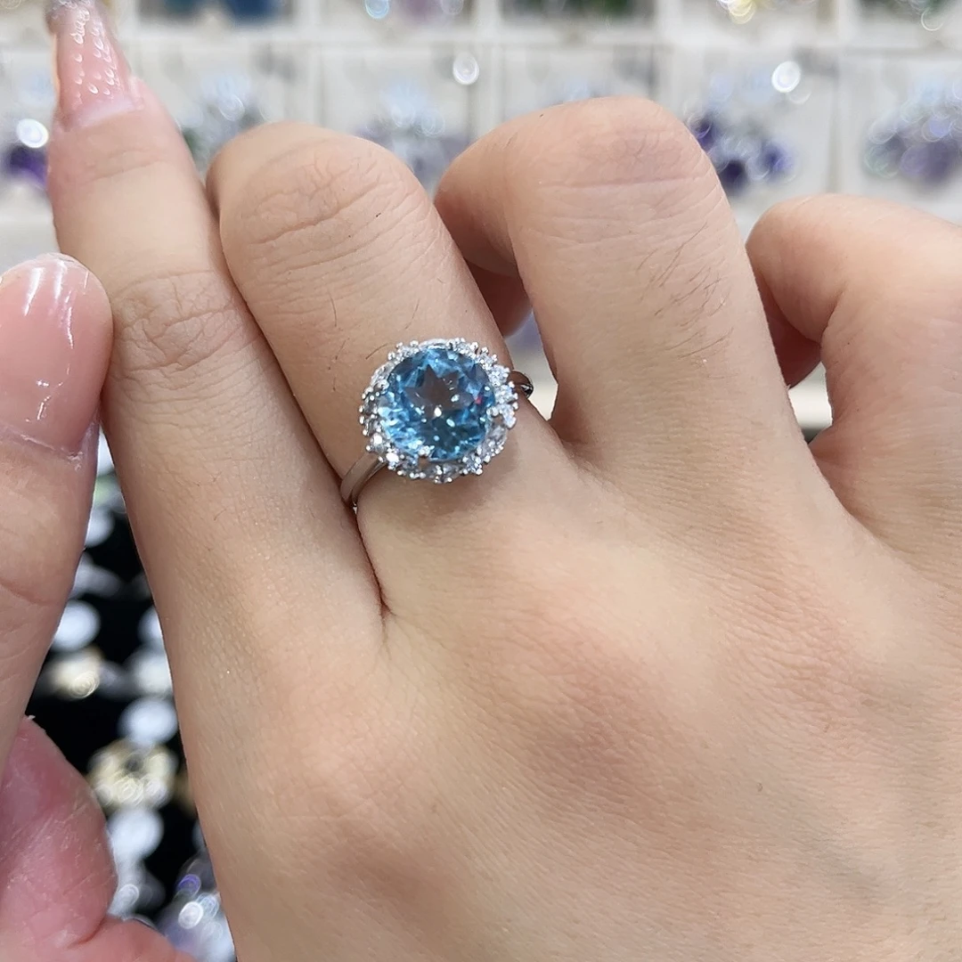 派***星托帕石戒指银S925镶嵌