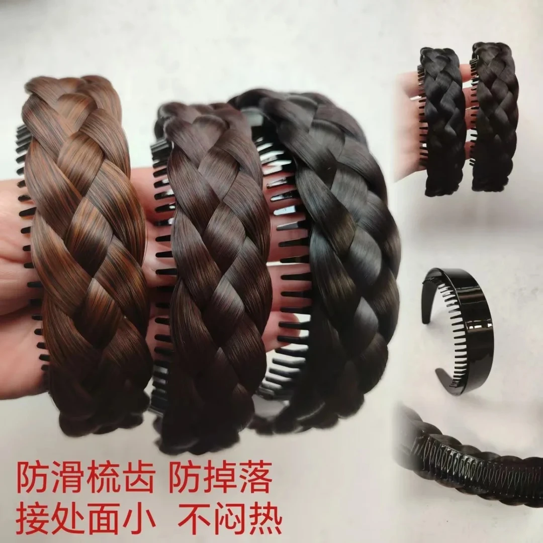 新款四季假发压发头箍增高颅顶修饰头型麻花辫子发卡发箍头饰编发