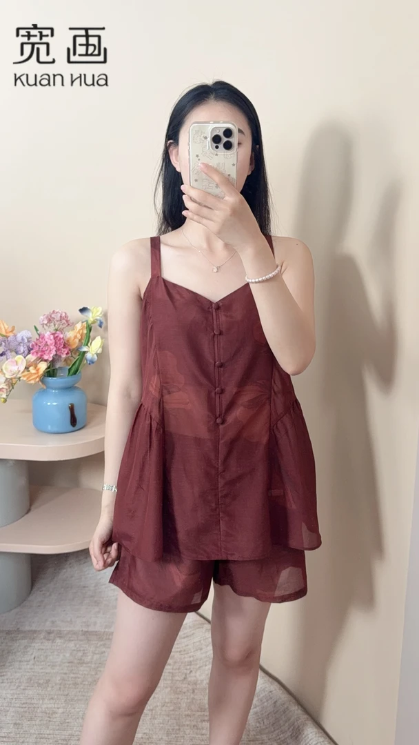 宽画大艺术家系列家居套夏季吊带短裤丝棉家居服性感90280