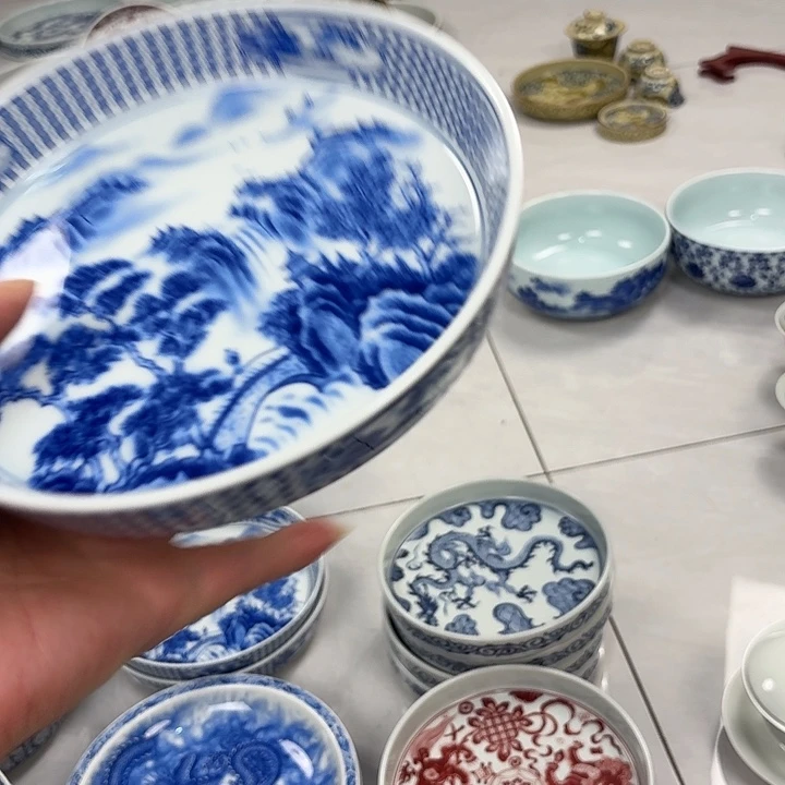 瓷片青花山水大胡乘景德镇