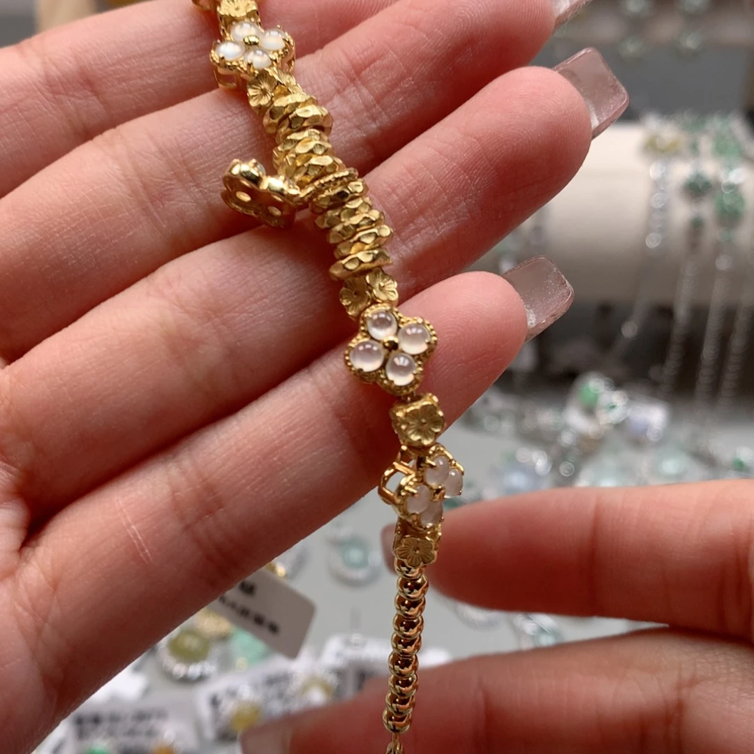 翡翠戒指银S925镶嵌手链5