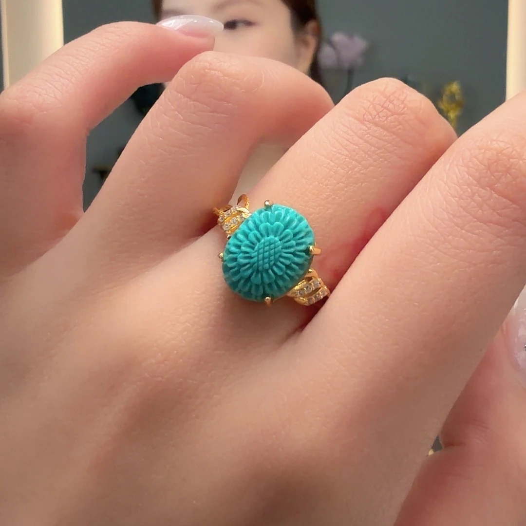 云***裳绿松石银S925镶嵌颈饰