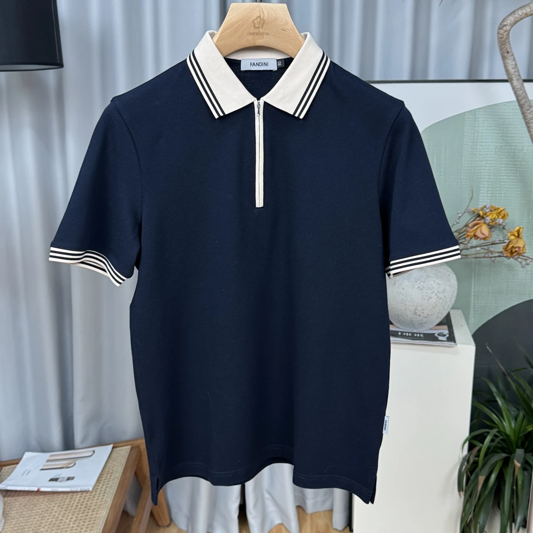 SANFOTO男士春夏款时尚休闲拉链款翻领Polo衫6705