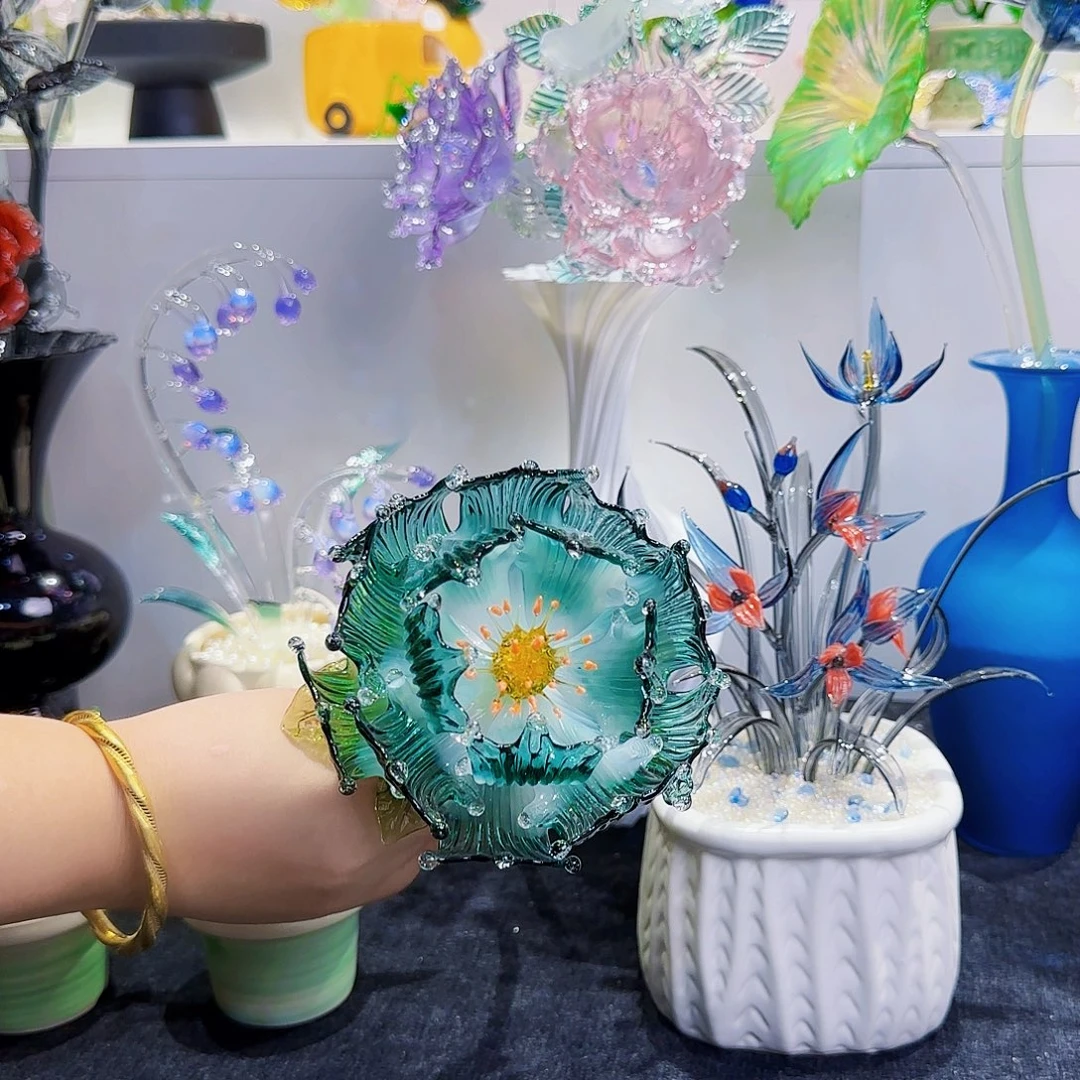 手工艺品琉璃牡丹兰花