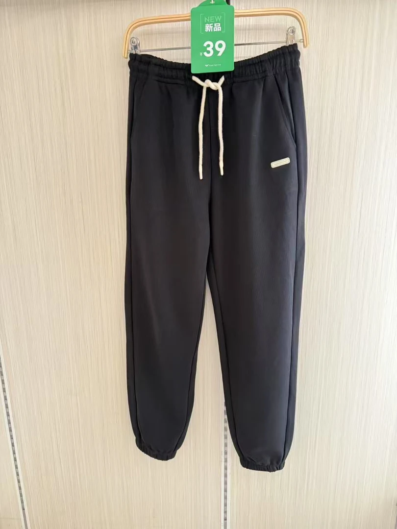 快鱼15K5008休闲裤字母数字针织中弹力潮春季运动束脚裤卫裤抽绳