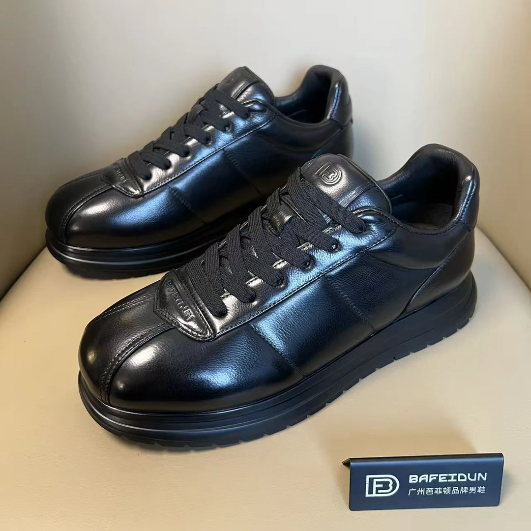 广州手工男鞋潮鞋爆款单鞋厚底休闲皮鞋休闲运动男鞋0671-1003