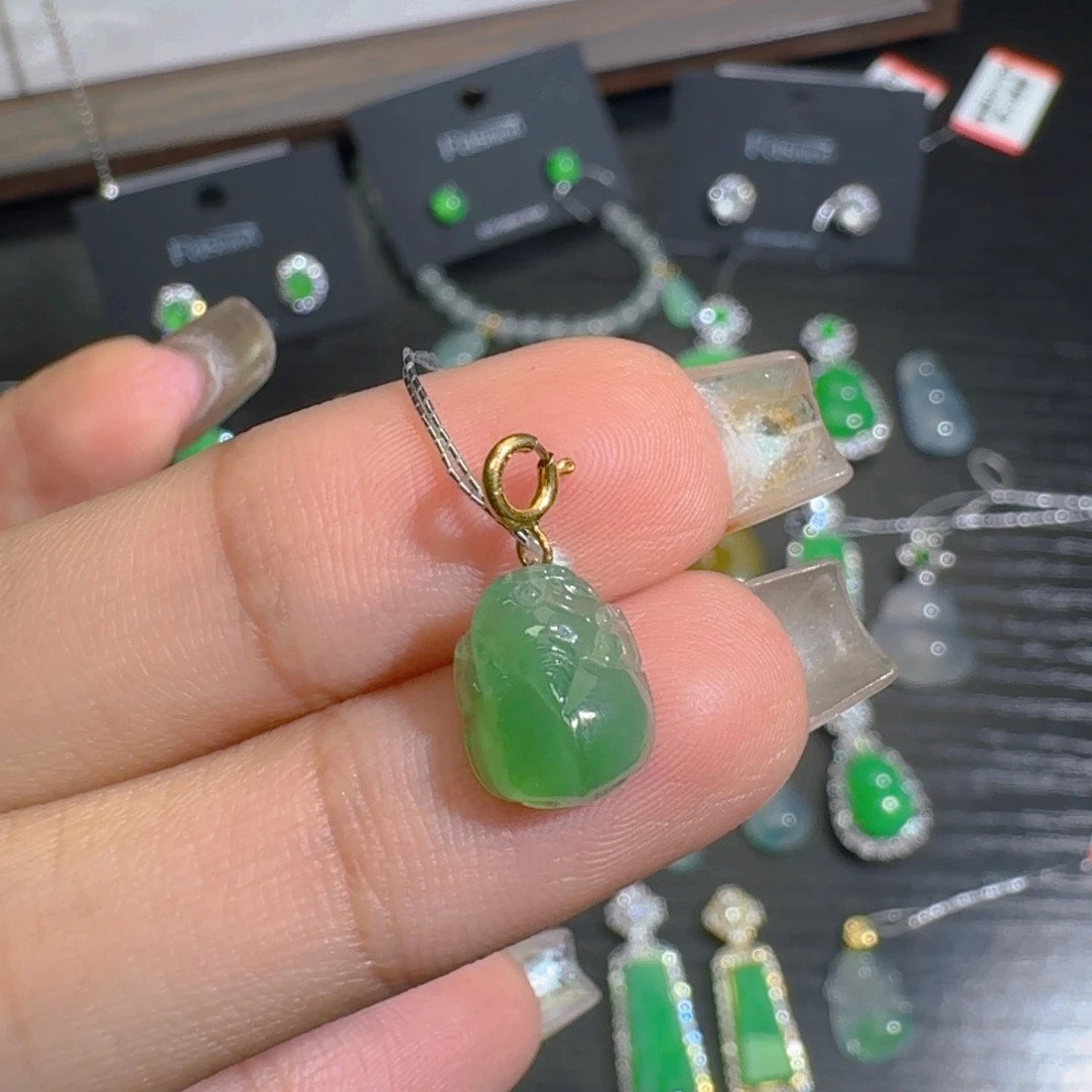 翡翠18K金镶嵌吊坠(不含链)