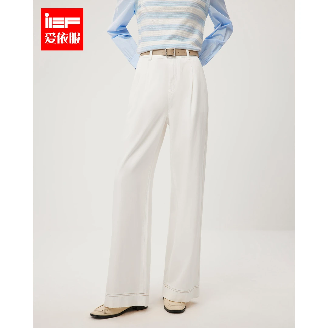 IEF/爱依服长裤2025夏季新款韩版简约纯色显腿长阔腿裤欧若风