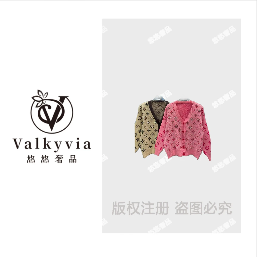 Valkyvia/悠悠奢品马户字母烫钻设计感超柔针织衫开衫M25964M