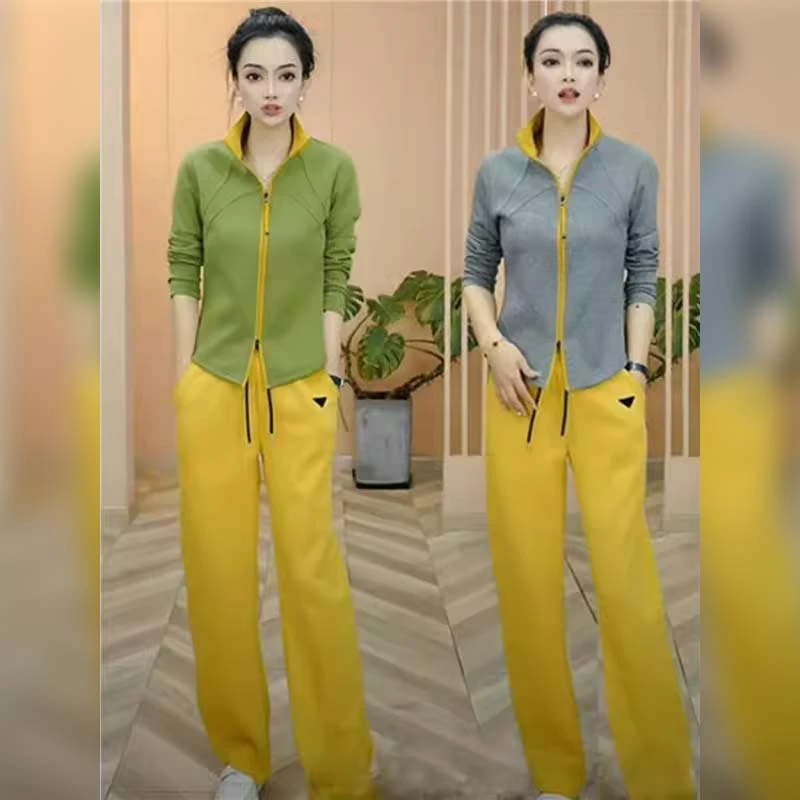 慵懒风撞色休闲套装女款2025新款春秋季独特别致漂亮洋气运动裤子