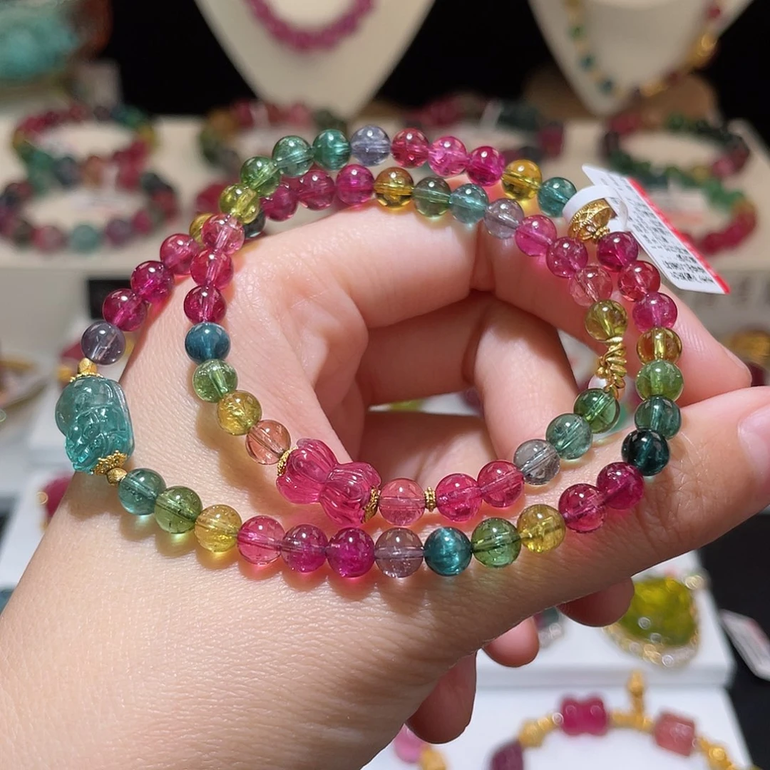 碧玺手链18K金镶嵌碧玺手链