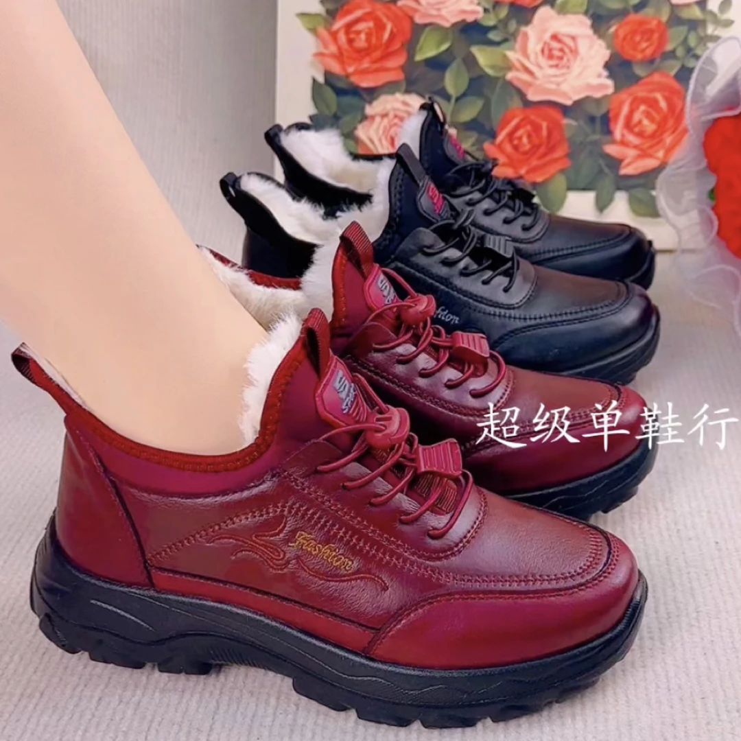 纯色冬季休闲风户外靴棉靴/毛靴极简风棉鞋运动风