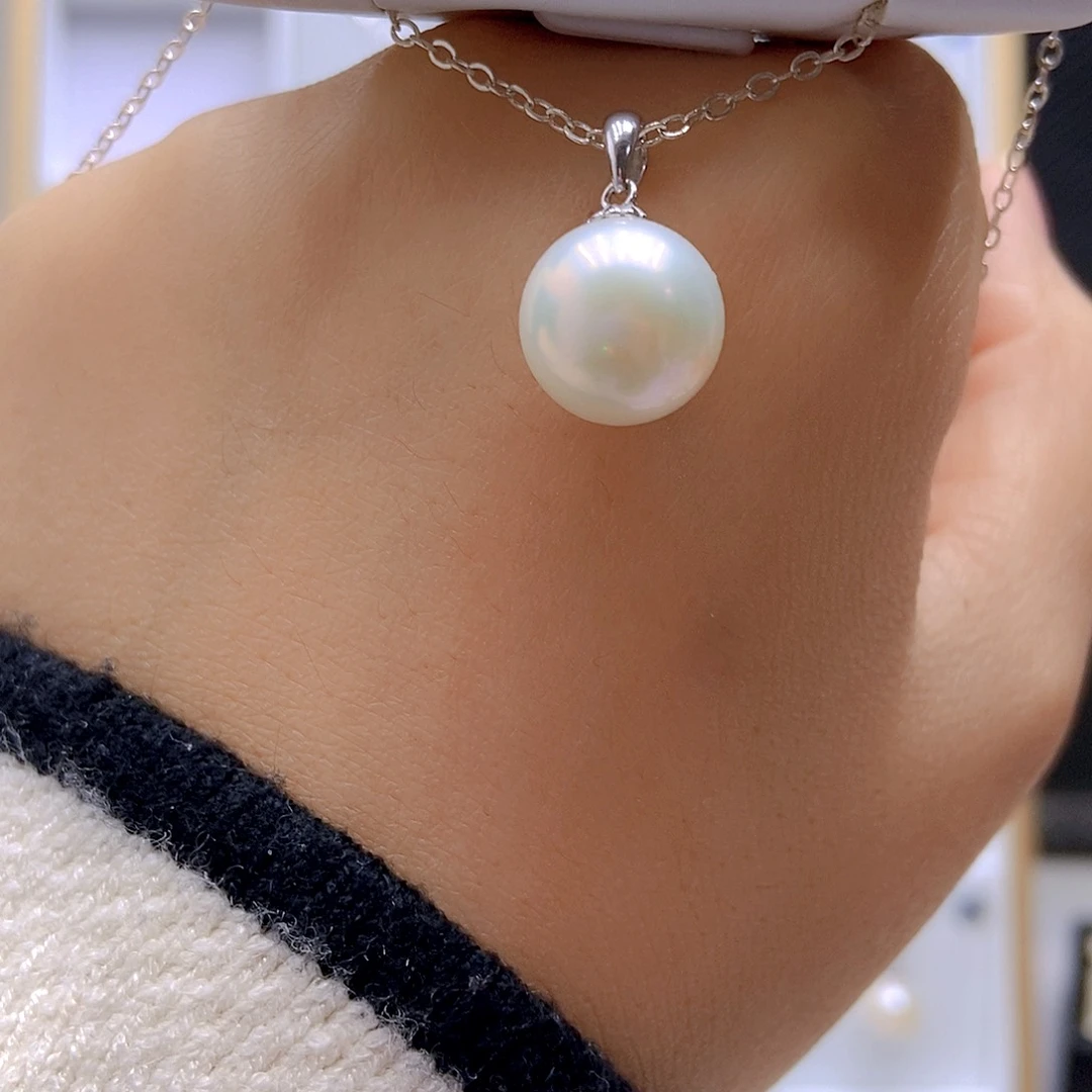 淡水珍珠银S925镶嵌吊坠(不含链)