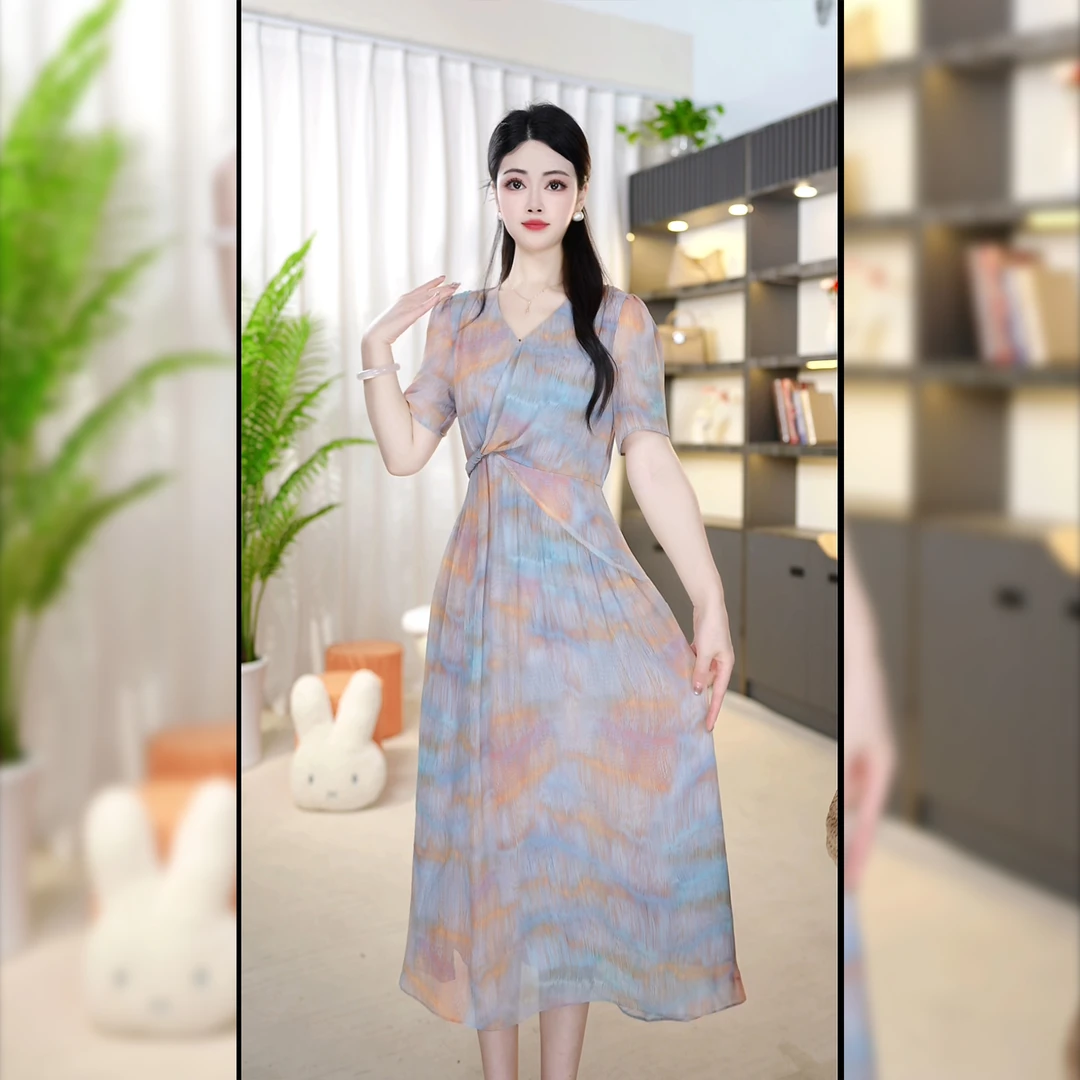 <0A113>2025年夏季新款时尚气质优雅连衣裙中式减龄气质连衣裙