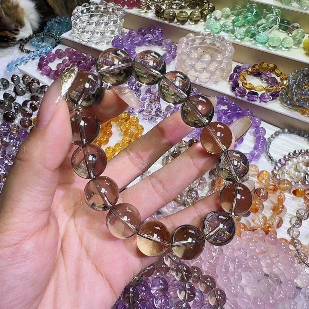 水晶手链未镶嵌N****?茶晶15