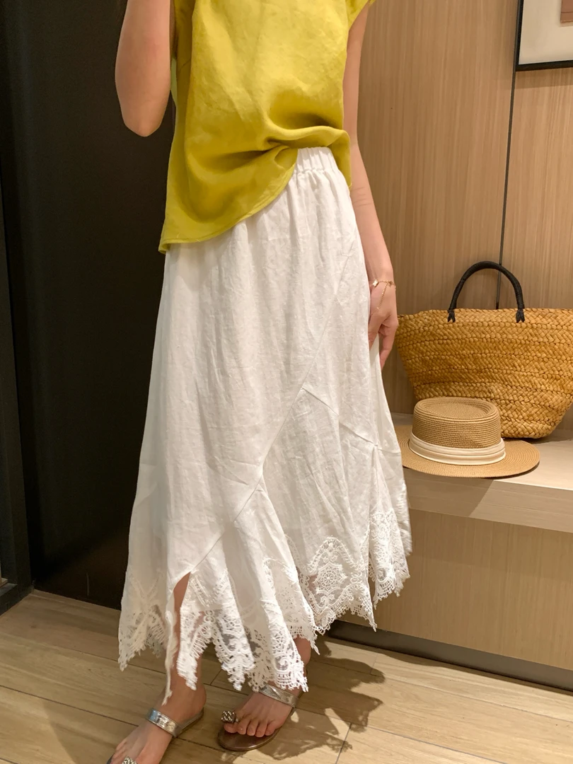 卡麦酱-GFYY 不规则蕾丝拼接半裙 33151