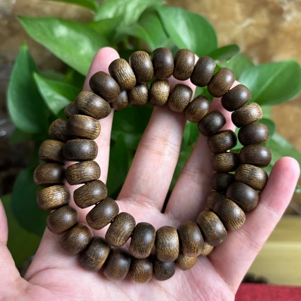 沉香文莱粗纹软丝1.2沉香手串算盘珠