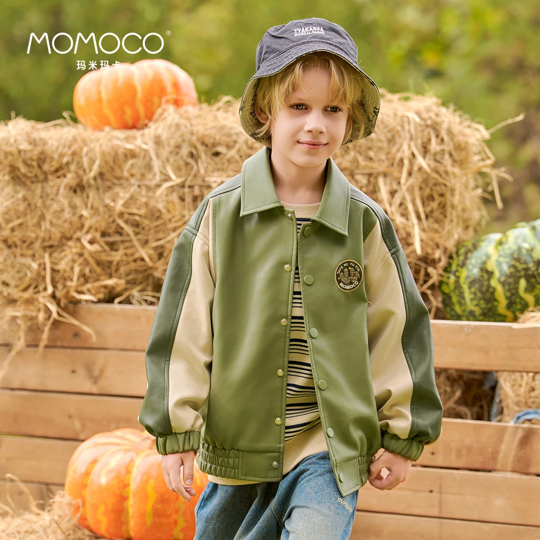 MOMOCO/玛米玛卡MOMOCO男童秋季休闲拼接皮衣外套75380105001