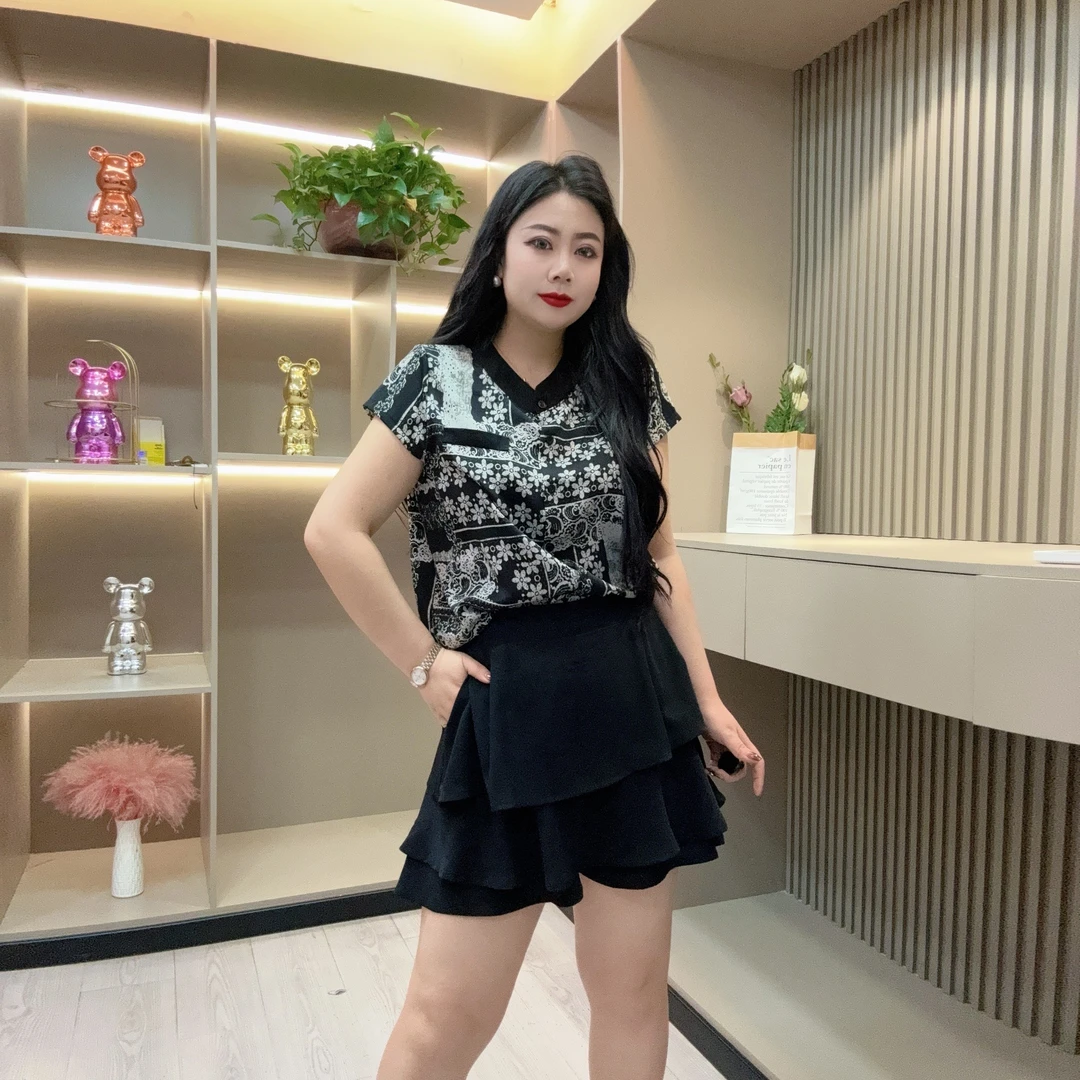 夏季半袖-慧 9923时尚潮流洋气显瘦潮流百搭坎袖胖MM大码女装新款