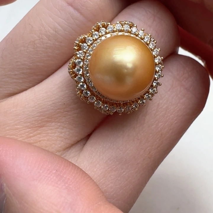 海水珍珠戒指银S925镶嵌