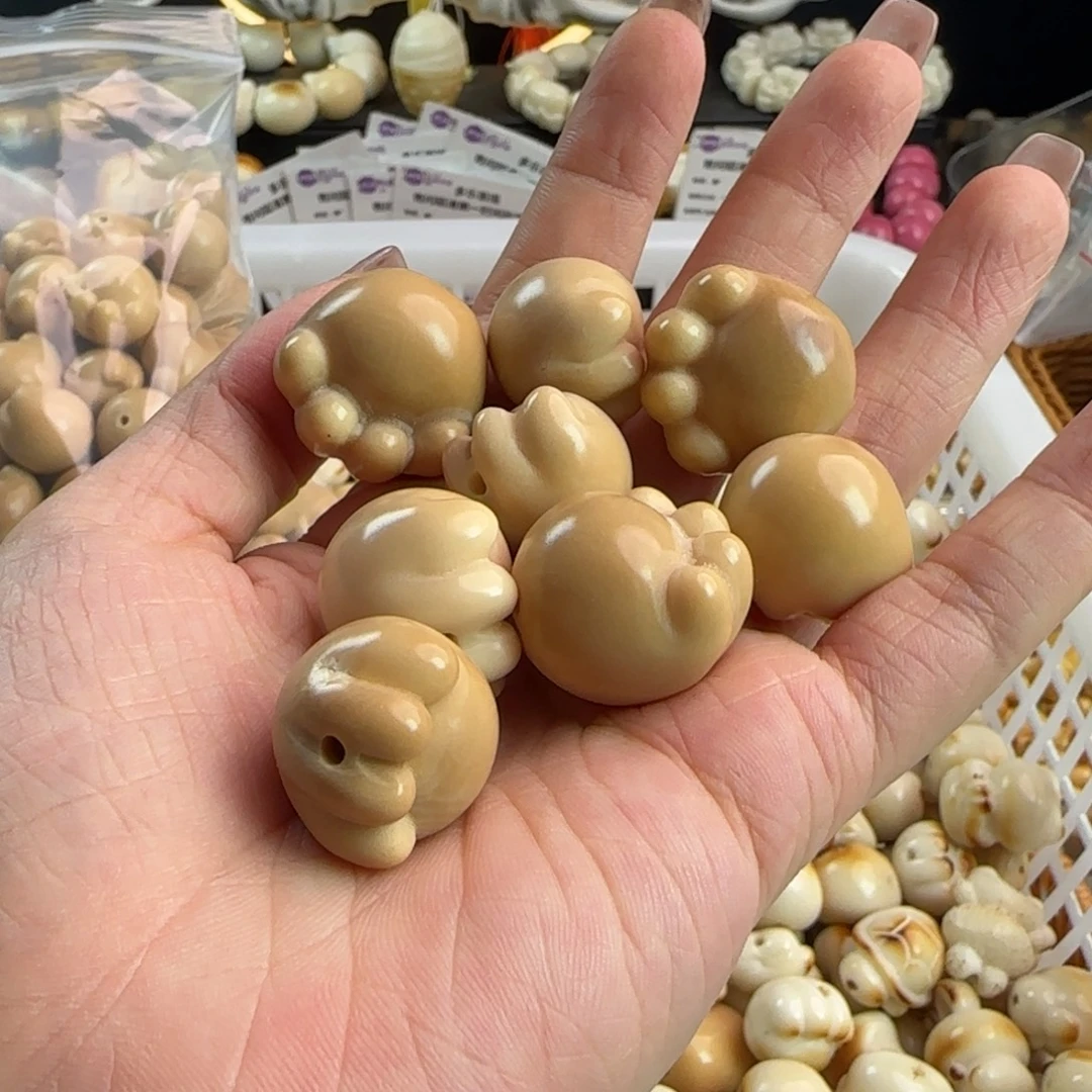 手串菩提根/象牙果微瑕牙果奶茶色猫爪10颗