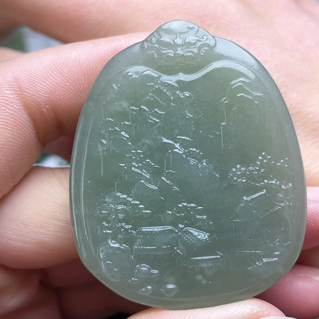 【闪购商品】和田玉颈饰未镶嵌山水牌 微棉