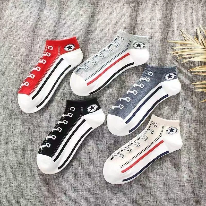 袜子男女短袜春夏款透气隐形防臭吸汗潮流个性鞋带船袜ins运动袜