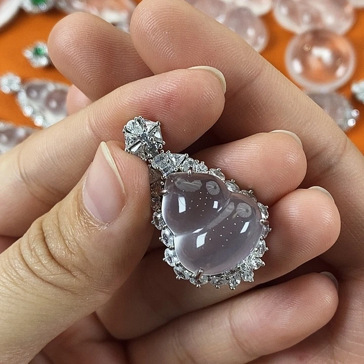 石英质玉银S925镶嵌颈饰