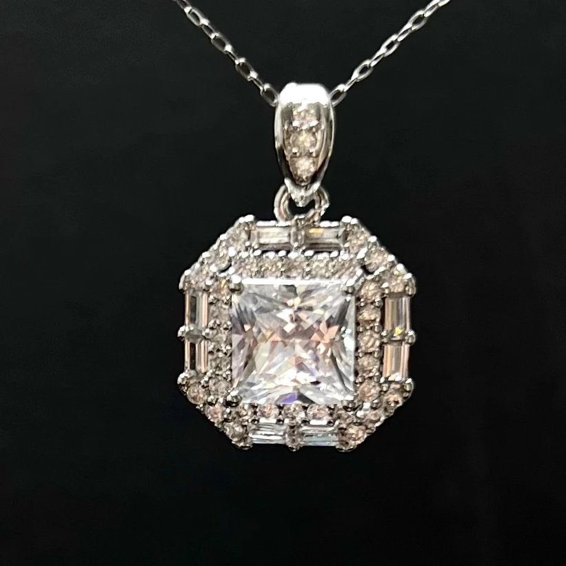 合金莫桑石吊坠 DFL/白钻/公主方切/吊坠