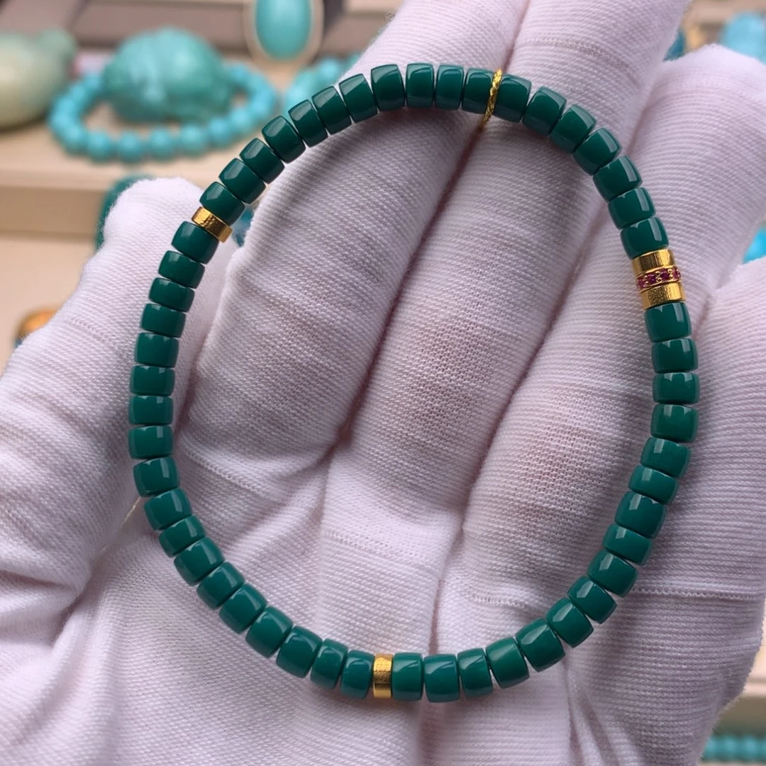 绿松石18K金镶嵌珠宝奇石