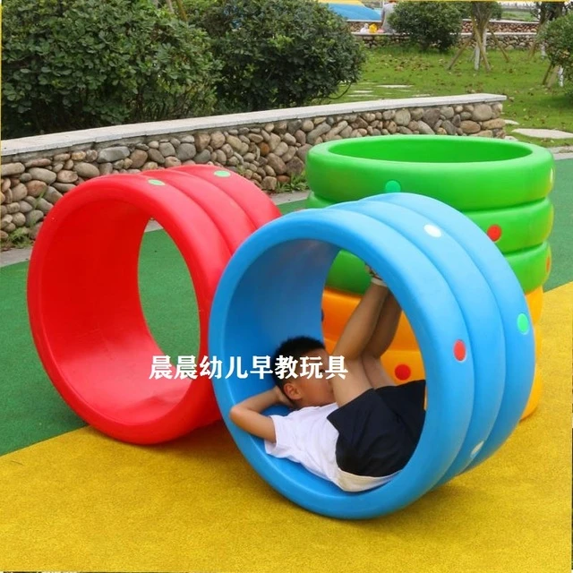 游戏大滚圈户外玩具幼儿园钻洞彩色桶大滚筒儿童感统训练器材塑料
