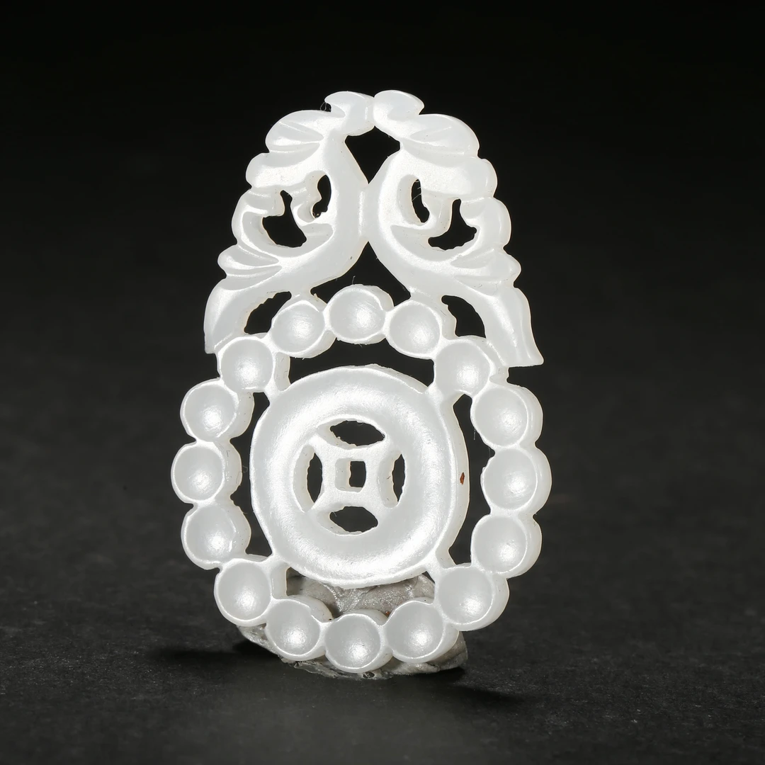 清代*连珠纹白玉佩/07JTY2302/和田玉【北京文博】