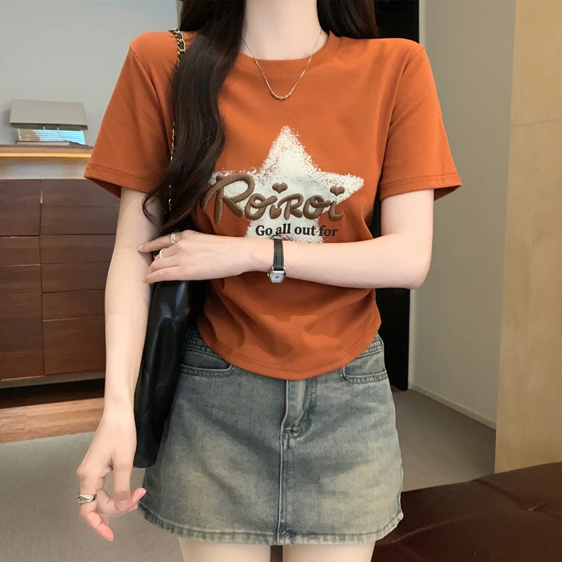 新款夏季韩版修身显瘦印花套装女时尚轻奢洋气短袖上衣长裤搭配