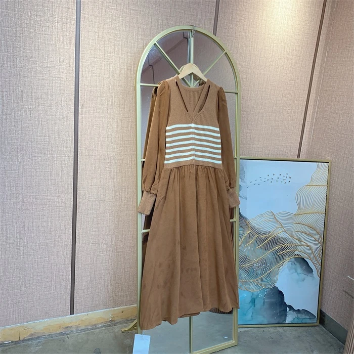 DD041棕色孕妇裙子90-130