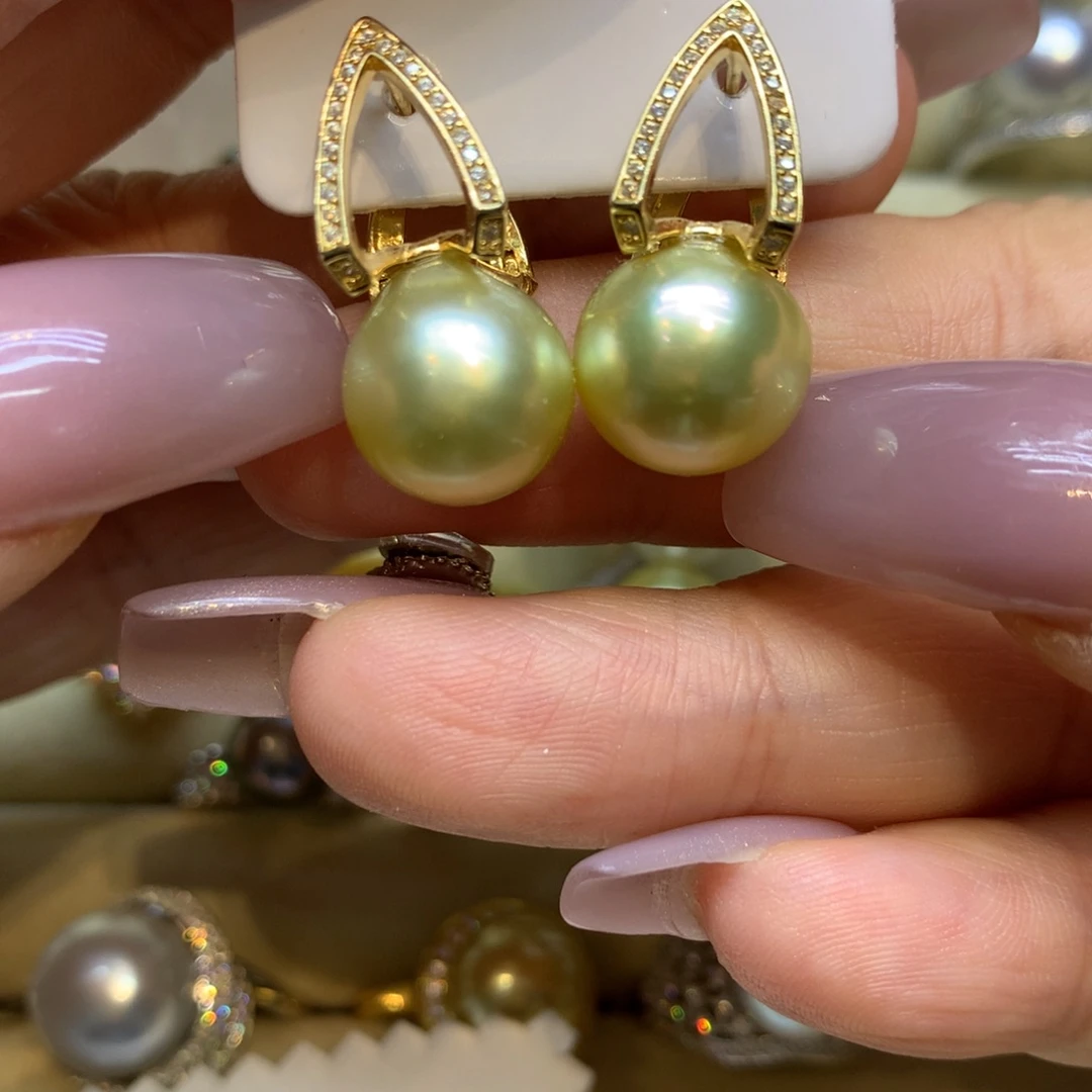 银S925镶嵌耳饰海水珍珠