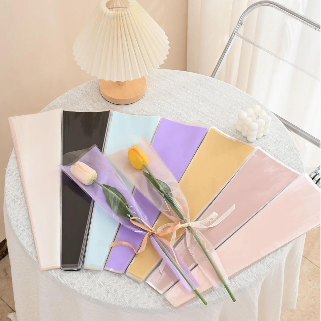 【喜花艺】马卡龙纯色防水鲜花包装单支袋玫瑰花束包花花艺资材